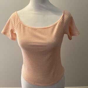 MING WANG CROPPED RiBBED TOP( Orange/White)